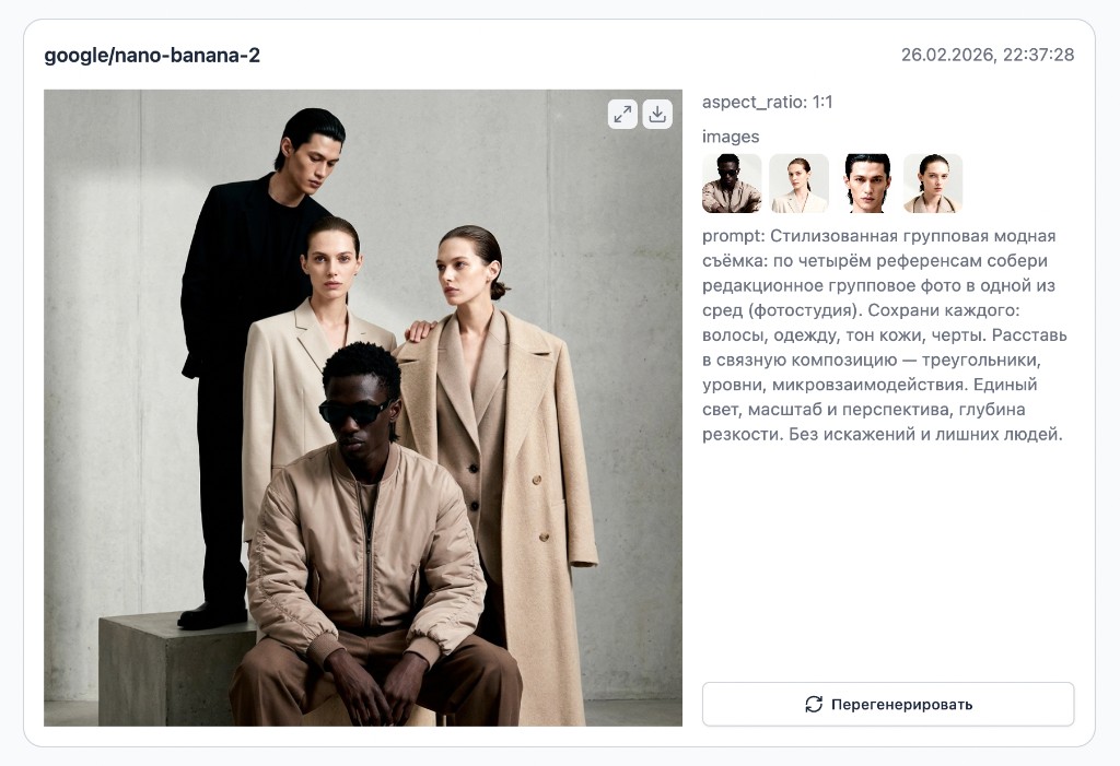 Групповая модная съёмка — Nano Banana 2