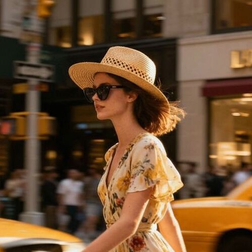 Девушка в очках и шляпе